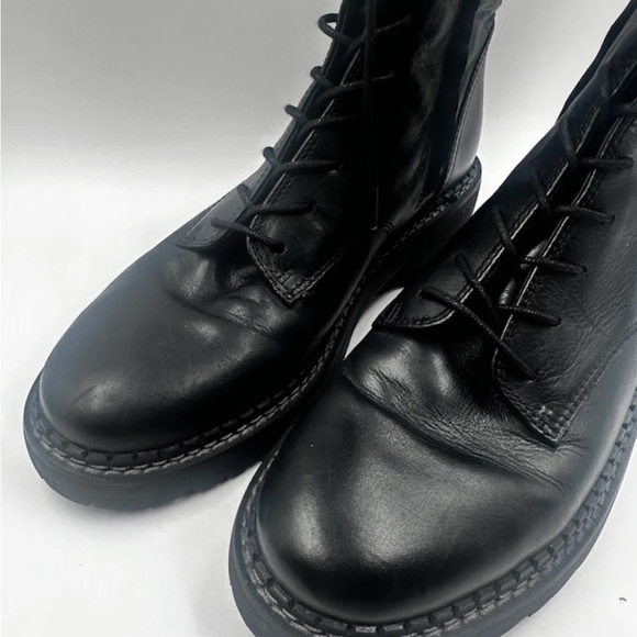 SAM EDELMAN LEX ZIP BOOT LACE BLACK COMBAT LEATHER MILITARY WOMEN US 7M BOOTS - Picture 13 of 15